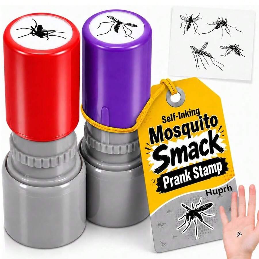 1/3Pcs Mosquito Stamp Prank Self Inking Stamps, Novelty Fake Bug Insect Print Funny For April Fools Day, Party Favor, Office Joke And Craft Projects