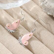 Exquisite Rose Gold Butterfly Dangle Earrings, Natural Insect Style Elegant Earrings, Versatile For Daily Wear And Parties, Birthday And Holiday Gift For Butterfly And Nature Animal Lovers - Rose Gold - View 5
