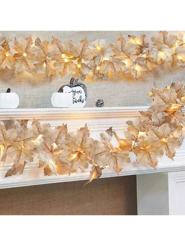 Luces de cadena con hojas de arce realistas y bombillas LED de color blanco cálido, adecuadas para Halloween, temporada de cosecha, Navidad, Acción de Gracias, Día de San Valentín, Día de la Madre y decoración de bodas en interiores/exteriores, decoración del hogar de otoño, decoración de ambiente del hogar