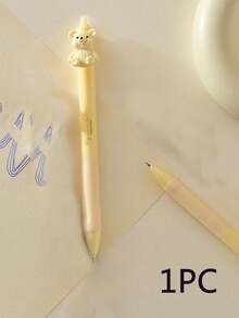 2pcs Erasable 0.5mm Neutral Gel Pens, Bear Cheese Design, Blue Tip Eraser, Soft Grip, Smooth Writing, Random Color, Study Essential, Christmas Gift - Multicolor - View 13