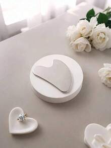 Heart-Shaped Stainless Steel Gua Sha Board - Facial And Body Massage Tool, Reduces Puffiness, Firms Skin, Portable, Smooth, Durable, Suitable For Home Spa, Self-Care And Beauty Professionals - Multicolor - View 2