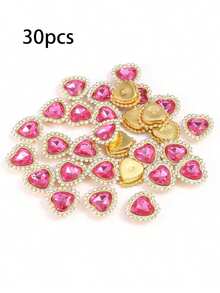 30pcs/Set Colorful Heart Rhinestone DIY Accessories, Random Color - Multicolor - View 22