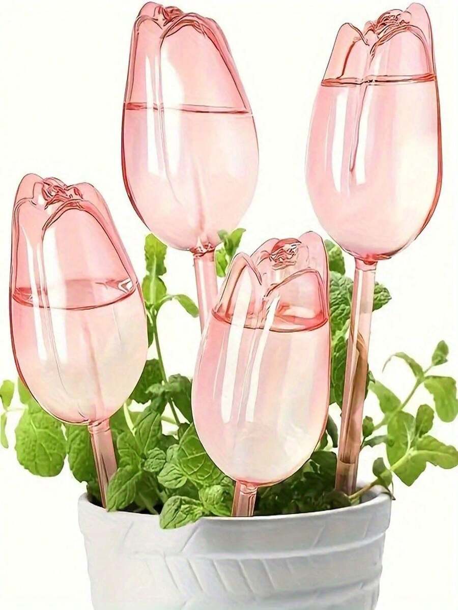 5 pièces Globes d'arrosage automatique en forme de tulipe avec buses de goutte-à-goutte lent. Parfait pour les plantes en pot d'intérieur & d'extérieur et les paniers suspendus. Fournitures de jardin à faible entretien, décoration intérieure idéale et cadeaux de fête pour Thanksgiving et Noël.Articles de jardin - Multicolore - Voir 1