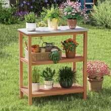 3-Tier Garden Potting Bench Table With Marble-Like Countertop-XY869531 - FXCA9IROIWJEX0 - View 6