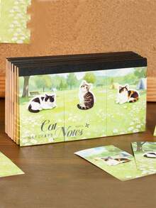 90 Hojas de Notas Adhesivas Retro de Gato Adecuadas para la Oficina - Bloc de Notas Adhesivas con Páginas de Cuadrícula de Gatitos, Diseño Lindo de Gatitos, Regalo para Amantes de Gatos, Decoración de Escritorio - Multicolor - Ver 3