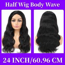 ZHENDEFA Body Wave Half Wig Human Hair 3 In 1 Seamless Flip Over Glueless Wigs With Drawstring Beginner Friendly Headband Wig For Women Daily Wear - SNatural - View 11