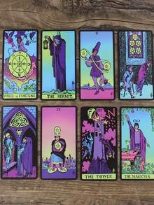 Neon Knight Tarot Cards 78 Pieces, Suitable For Beginners, Multi-Functional Divination Cards, Perfect Gift For Halloween, New Year And Christmas - Multicolor - View 5