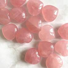 1pc Rose Quartz Heart Love Statue(Rock Crystal Has Natural Cracks, Not Damage.), Natural High Quality, Solid, Unscented,, - Pink - View 16