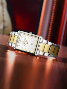 REWARD Men's Quartz Watch, Business Fashion Style, Calendar Function, Luminous Hands, Multi-Function, High-Quality Gift, Classic Design, Stainless Steel Band - Silver and Gold - View 2