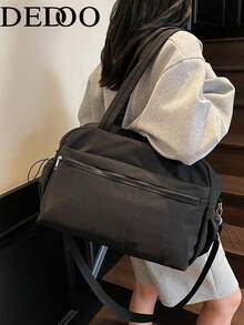 大容量旅行行李袋，健身瑜伽訓練運動包，多功能旅行收納袋，便攜輕量耐用 - 黑色 - 查看 2