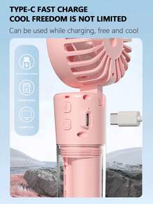 JMMO Portable Fan With Spray Humidifier, Portable Electric Fan, USB Rechargeable Fan With Water Mist, Lightweight Handheld Mini Fan For Makeup Office Travel Camping Indoor Outdoor Back To School Holiday Vacation Summer Essentials - Pink - View 5
