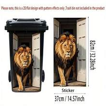 1pc 2D Flat Print Trash Can Sticker 14.57*32.28 Inches Cute African Lion Theme Self-Adhesive Wallpaper Suitable For Trash Can, Wall Home Decor 2D Flat - A - View 2