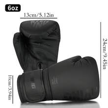 Guantes de Boxeo FIVING Negro Puro Cool, Protección de Mano de PU con Absorción de Impactos, Opciones de 4/6/10/12/14oz, Adecuados para Niños, Adolescentes, Hombres y Mujeres Adultos, Perfectos para Gimnasio, Entrenamiento en Casa, Muay Thai, MMA, Kickboxing y Sparring - Negro - Ver 11