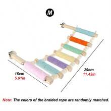 1pc Colorful Rope Braided Parrot Ladder Perch, Macaron Style Climbing Toy Bird Swing, Multi-Level Interactive Bird Cage Accessory, Suitable For Budgies And Parrots, All Seasons - View 11