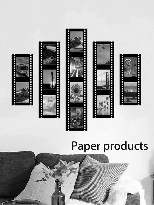 15/5 pezzi Cornici decorative stile pellicola 4*6/5*7 nere (prodotto in carta), cartone leggero, senza opera d'arte