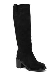 Fashionable Versatile Chunky High Heel Tall Boots - Black 2523A-1 - View 2