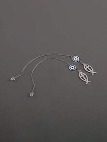 1 Pair Personalized Casual Ins Style Fashion Stainless Steel Hollow Fish Long Ear Hooks Men's Daily Commute Accessory - Little Fish - View 3