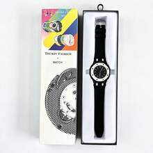 Women's Contrast Color Silicone Strap Quartz Watch With Square Textured Dial, Detachable Watch Head, Casual Sports Wristwatch, Gift Box Set For Dating And Gifting, Exquisite Gift Watch Set (1pc/Set) Includes Watch Box - Black - View 9