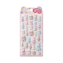 Autocollants 3D flocage Q-Lia, autocollants gaufrés motif lapin et ours, convient pour le scrapbooking DIY, les coques de téléphone, les journaux, les autocollants décoratifs, pack de recharge d'autocollants - Multicolore - Voir 16