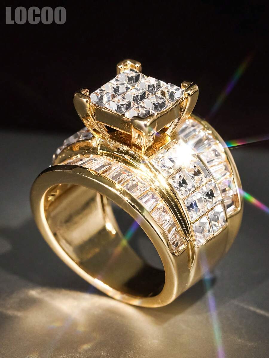 1pc Elegant Cubic Zirconia Ring, Suitable For Women To Wear, Suitable For Wedding, Engagement, Anniversary Party, Valentine's Day Gift - 1# - View 1