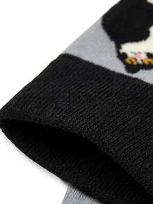 1 Pair Men's Funny Pattern Black & White Cat Mid-Calf Socks, Soft & Breathable, Suitable For Autumn/Winter Daily Wear, Halloween/Christmas Gift - Multicolor - View 6