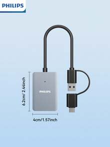 PHILIPS 多功能 SD 記憶卡讀卡機，USB 3.2 高速傳輸，相容於智慧型手機、平板電腦與電腦，雙卡槽設計，可快速傳輸攝影素材與辦公文件 - 查看 8