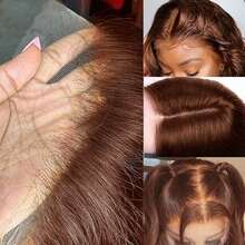 Wear And Go 34Inch Glueless Pre Cut 4x4 5x5 Lace Closure Wig Brown Sliky Straight 13x4 13x6 HD Transparent Lace Front Wigs Chocolate Brown Lace Frontal Wigs For Beginners Brazilian Hair Human Blended Hair 200% Density Pre-Plucked Baby Hair For Women - S4 - View 5