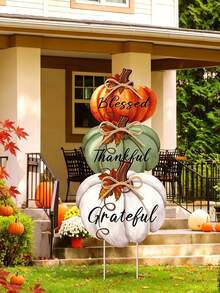 3/1pc Thanksgiving Pumpkin Yard Decor Sign, Thanksgiving Porch Decoration, Suitable For Home Lawn Pathway Front Door, Autumn Pumpkin Outdoor Decor, Thanksgiving Party Garden Lawn Patio Walkway Decoration - Multicolor - View 5
