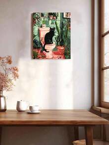 Black Cat And Succulents In Bathroom DIY Digital Oil Painting, Adult Home Decor Holiday Gift - Sets - View 2