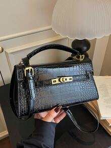 Premium Crocodile Embossed Handbag, New Fashion Versatile Lightweight Luxury Niche Shoulder Crossbody Bag For Women - Black - View 5