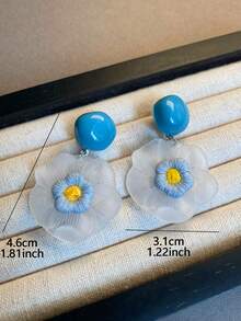 1 Pair Elegant Resin Flower Drop Earrings, Vacation Style, Suitable For Women's Daily And Vacation Wear - Multicolor - View 3