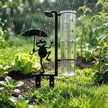 Rostiger Frosch Outdoor Regenmesser, Vintage Eisen Gartenstecker mit Glas Messbecher, dekorativ und funktional - Frosch - Übersicht 8