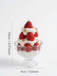 1 Stück Erdbeer-Dessert-förmige Sojawachskerze, realistisches rot-weißes dekoratives Design, cremige Stil-Details, Raumdekoration, Geburtstagsgeschenk - Erdbeertarte - Übersicht 8