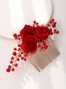 1pc Women's Rhinestone Embellished High-End Hair Comb - Multicolor - View 1
