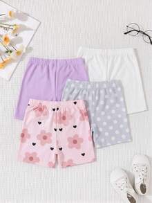 Bộ 4 quần short nữ kiểu dáng thường ngày, thiết kế tối giản nhiều màu sắc, chất liệu vải dệt kim, phù hợp cho hoạt động giải trí và thể thao, mùa hè. - Nhiều màu - Xem 2