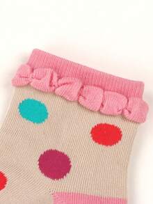 4 pares de calcetines antideslizantes con lunares de burbujas de colores aleatorios; calcetines de media caña de colores dopamina para niñas; calcetines infantiles cómodos y de alta elasticidad para el hogar, amigables con la piel; adecuados para niños de 1 a 8 años. - Multicolor - Ver 8