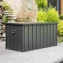 100 Gallon Outdoor Storage Deck Box Waterproof, Large Patio Storage Bin For Outside Cushions, Throw Pillows, Garden Tools, Lockable (Dark Gray)-XY769489 - Multicolor - View 9