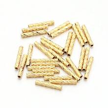 30顆/包 鍍銅金金色紋理切割螺紋隔珠,極簡時尚圓管珠,適用手工DIY手鍊項鍊珠寶製作 - 直管珠 - 查看 9