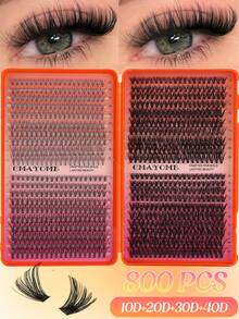 800/740/720pcs High-Volume DIY False Eyelashes, 8-16mm Mixed Length D Curl Natural Look False Eyelashes, Extra Thick And Fluffy, Friendly To Beginners, Suitable For Daily Use And Outgoing, Party, Festival And Travel Using,Styles Mixed Eyelashes - D - View 13