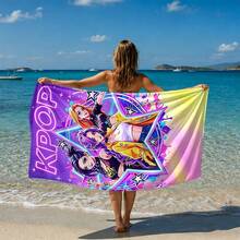 1pc Multi-Style K-POP Anime Girl Group Print Microfiber Beach Towel, Quick-Dry Soft Absorbent, Suitable For Bathroom, Beach, Pool, Gym - Multicolor - View 3