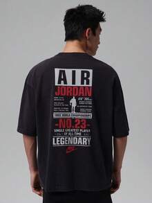 Jordan Men's AS FLT REIS LGND SS CREW Short Sleeve T-Shirt Knit Collarless Short TIF3117-010 - Black - View 2