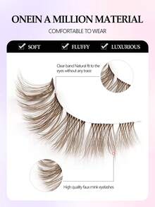 Asiteo 7 Pairs Brown Natural Lashes,Wispy And Fluffy False Eyelashes,Natural Look Faux Mink Lashes,With Clear Band Soft,For Daily Makeup Extension,Party,Reusable - Brown - View 3