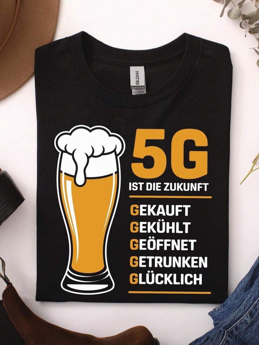 Funny Beer T-Shirt 5G Future Slogan Gift for Beer Lovers Party Outfit, Funny Beer Party Sayings Beer Drinker Beer Lover Shirt - Schwarz - Übersicht 1