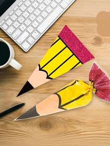 50/30/10pcs Triangle Pencil-Shaped Gift Wrapping Paper Bag. Suitable For School Start-Up Season, Graduation Ceremonies, Classroom Parties. Suitable As A Small Gift For The Start-Up Party, Or A Welcome Gift For The Teacher On The First Day Of Class - A - View 3
