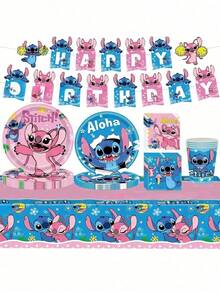 50-Piece Anime Style Theme Party Set, Back To School Season Decoration, Suitable For 10 People, Disposable Birthday Party Tableware Including Plates, Cups And Napkins. Holiday Decoration Supplies, Suitable For Camping, Picnic, Backyard BBQ, Room Decoration And Party Decoration, Also Ideal Decoration For Halloween, Christmas And Party, And A Great Surprise Gift For Fans. - Multicolor - View 1