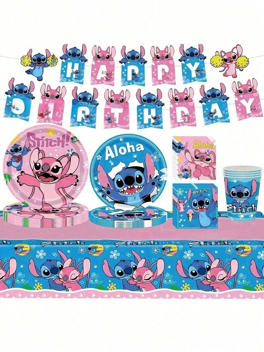 50-Piece Anime Style Theme Party Set, Back To School Season Decoration, Suitable For 10 People, Disposable Birthday Party Tableware Including Plates, Cups And Napkins. Holiday Decoration Supplies, Suitable For Camping, Picnic, Backyard BBQ, Room Decoration And Party Decoration, Also Ideal Decoration For Halloween, Christmas And Party, And A Great Surprise Gift For Fans. - Multicolor - View 1