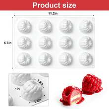 3D 覆盆子矽膠模具 不沾慕斯蛋糕模 啫喱布丁烘焙模 蛋糕裝飾翻糖與手工皂製作工具 - 白色 - 查看 9