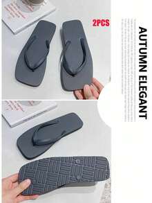 Chanclas de mujer de unicolor, minimalistas y versátiles para vacaciones en la playa - Chancla - Ver 19