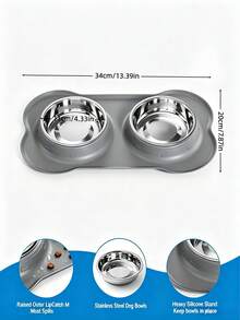 No Mess Non Slip Pet Feeder Bowls Stainless Steel Dog Cat Food Water Dish With Spill Proof Silicone Mat Easy Clean Pet Feeding Bowl For Puppy Small Medium Sized Pets Grey - Large Capacity - View 3