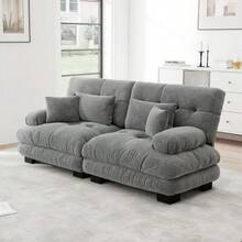 Cloud Corner Sofa For Living Room, Chenille Double Sofa With 2 Lumbar Cushions And 2 Decorative Cushions - Grey - View 3